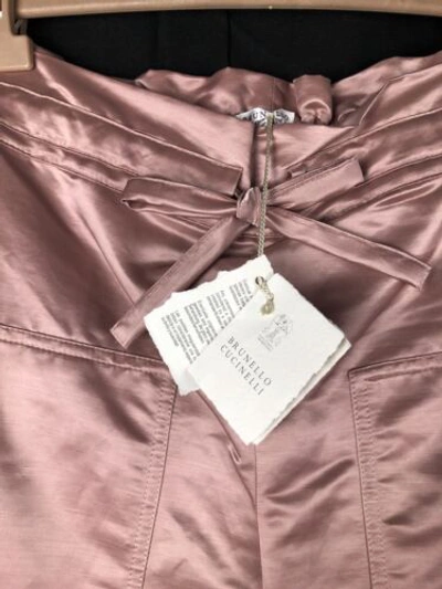 Pre-owned Brunello Cucinelli $1075  Womens Pants Pink Linen Cotton Size 8 44 L Large
