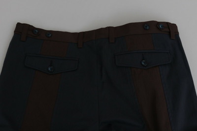 Pre-owned Dolce & Gabbana Pants Blue Brown Stripes Cropped Trousers It44 / W30/xs Rrp $700 In Blue, Brown