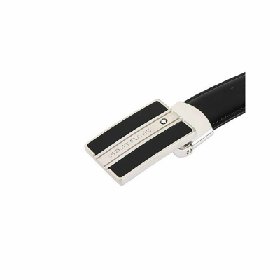 Pre-owned Montblanc Mont Blanc 38156 Black & Brown Men's Classic Reversible Leather Belt