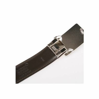 Pre-owned Montblanc Mont Blanc 38156 Black & Brown Men's Classic Reversible Leather Belt