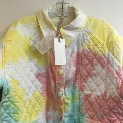 Pre-owned Loveshackfancy Adelade Quilted Denim Colorful Pastel Preppy Jean Jacket S In Multicolor