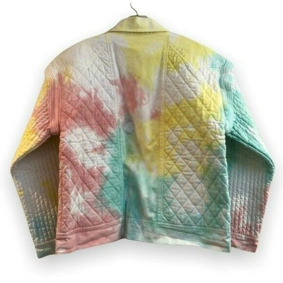 Pre-owned Loveshackfancy Adelade Quilted Denim Colorful Pastel Preppy Jean Jacket S In Multicolor