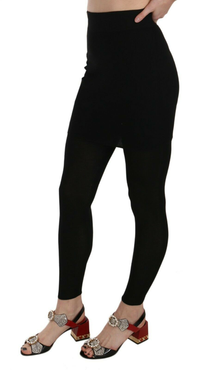 Pre-owned Dolce & Gabbana Tights Skirt Pants Black Cashmere Silk It38 / Us4 /xs Rrp $840