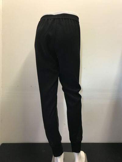 Pre-owned Vince Mixed Media Leather Crepe Trousers Jogger Pants V240521071 Size S & M In Black