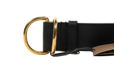Pre-owned Burberry $590  Double D-ring 40 Leather Belt Made In Italy Black / Lemon Quartz