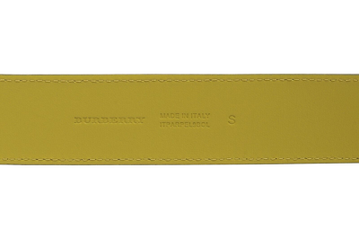 Pre-owned Burberry $590  Double D-ring 40 Leather Belt Made In Italy Black / Lemon Quartz