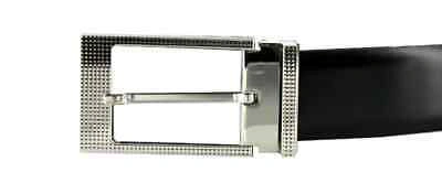 Pre-owned St S.t. Dupont 30mm Black Belt, Palladium Diamond Head Buckle, 7150440, In Box