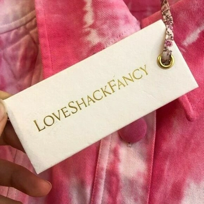 Pre-owned Loveshackfancy Adelade Pink Tie Dye Bohemian Preppy Button Down Denim Jacket M