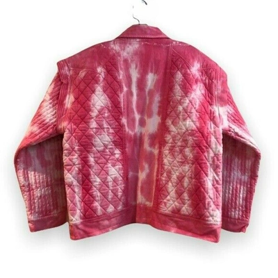 Pre-owned Loveshackfancy Adelade Pink Tie Dye Bohemian Preppy Button Down Denim Jacket M