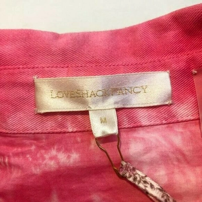 Pre-owned Loveshackfancy Adelade Pink Tie Dye Bohemian Preppy Button Down Denim Jacket M