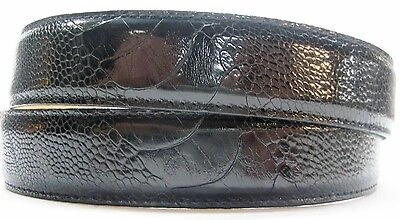 Pre-owned Shantpeter Sterling Silver 925 Buckle 2 Loops W/genuine Ostrich 30 Mm Belt  U.s.a In Black