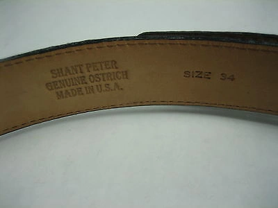 Pre-owned Shantpeter Sterling Silver 925 Buckle 2 Loops W/genuine Ostrich 30 Mm Belt  U.s.a In Black