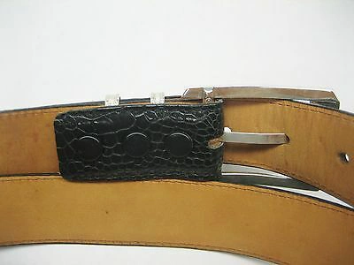 Pre-owned Shantpeter Sterling Silver 925 Buckle 2 Loops W/genuine Ostrich 30 Mm Belt  U.s.a In Black