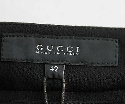 Pre-owned Gucci $900  Wool Black Stretch Leggings Pants Zippered Ankle 319320 1000
