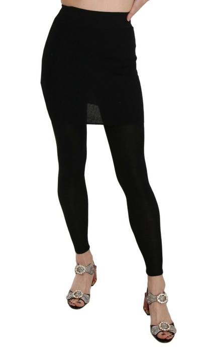 Pre-owned Dolce & Gabbana Tights Skirt Pants Black Cashmere Silk It36 / Us2 /xs Rrp $840