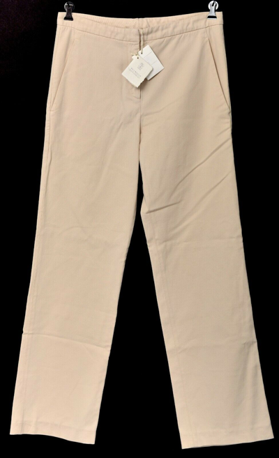 Pre-owned Brunello Cucinelli Beige Cotton Cashmere Flat Front Dress Pants 6 (eu 42)