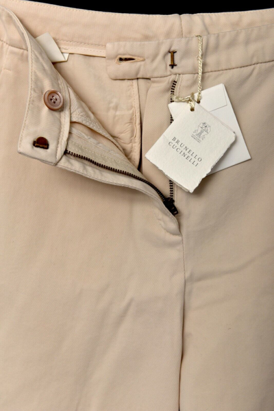 Pre-owned Brunello Cucinelli Beige Cotton Cashmere Flat Front Dress Pants 6 (eu 42)