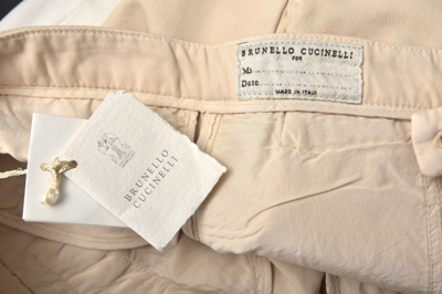 Pre-owned Brunello Cucinelli Beige Cotton Cashmere Flat Front Dress Pants 6 (eu 42)