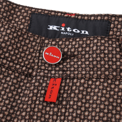 Pre-owned Kiton Slim-fit Brown And Tan Woven Birdseye Wool 5-pocket Pants 35 Jeans