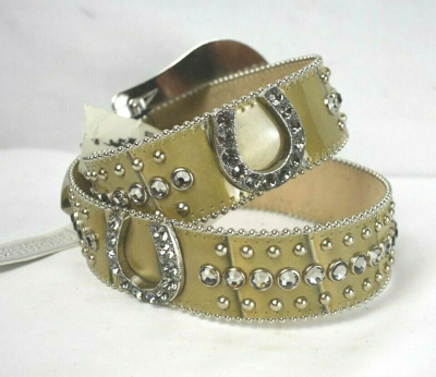 Pre-owned B.b.simon B.b. Simon Horse Shoe With Swarovski Crystals Belt Size M