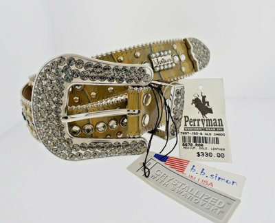 Pre-owned B.b.simon B.b. Simon Horse Shoe With Swarovski Crystals Belt Size M