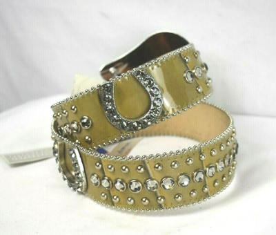 Pre-owned B.b.simon B.b. Simon Horse Shoe With Swarovski Crystals Belt Size M