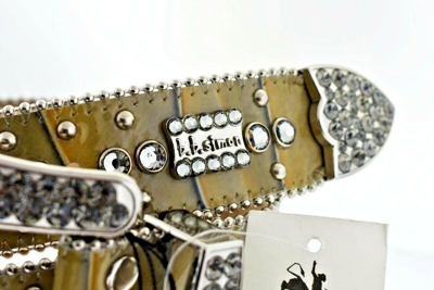 Pre-owned B.b.simon B.b. Simon Horse Shoe With Swarovski Crystals Belt Size M