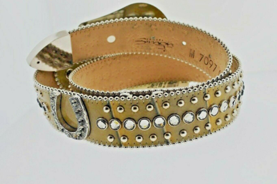 Pre-owned B.b.simon B.b. Simon Horse Shoe With Swarovski Crystals Belt Size M