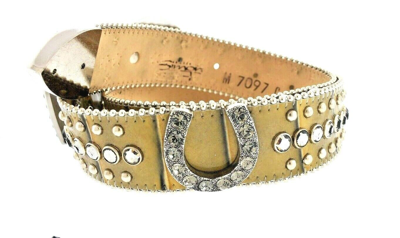 Pre-owned B.b.simon B.b. Simon Horse Shoe With Swarovski Crystals Belt Size M