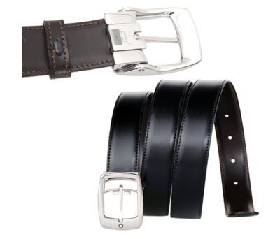 Pre-owned Montblanc Reversible Leather Suit Formal Belt 9695 Made In Europe In Black