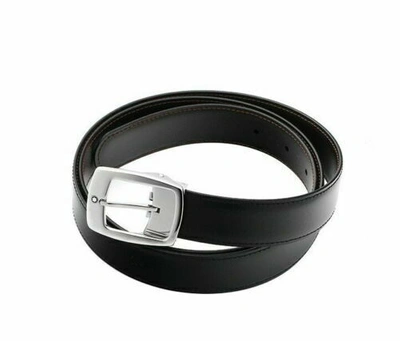 Pre-owned Montblanc Mont Blanc 9695 Men's Leather Belt Black Color Authentic Classic ⭐tracking⭐