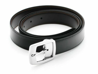 Pre-owned Montblanc Mont Blanc 9695 Men's Leather Belt Black Color Authentic Classic ⭐tracking⭐