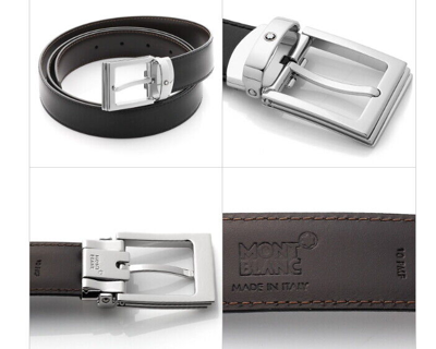 Pre-owned Montblanc 107664 Men's Reversible Belt Black/brown Calf Leather Made In Eu Fedex