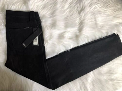 Pre-owned Nico Midrise Hudson Sz 26  Suede Lamb Leather Super Skinny Pants Black $950