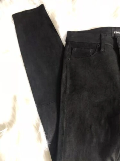 Pre-owned Nico Midrise Hudson Sz 26  Suede Lamb Leather Super Skinny Pants Black $950