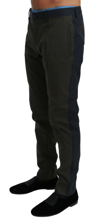 Pre-owned Dolce & Gabbana Pants Cotton Blue Gray Stripes Trouser It48 / W34 / M Rrp $700