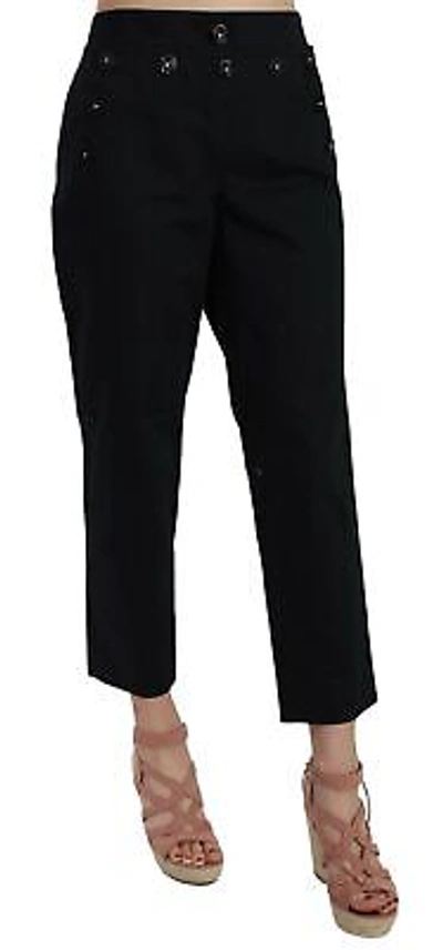 Pre-owned Dolce & Gabbana Pants Black Cropped Front Button Embellished It38/us4/xs $850