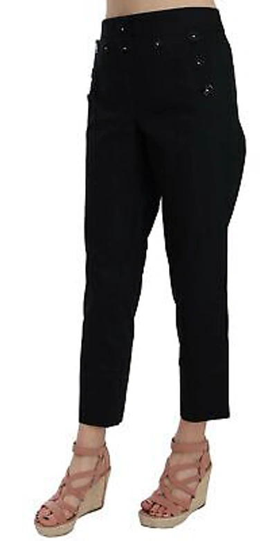 Pre-owned Dolce & Gabbana Pants Black Cropped Front Button Embellished It38/us4/xs $850