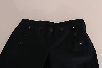 Pre-owned Dolce & Gabbana Pants Black Cropped Front Button Embellished It38/us4/xs $850