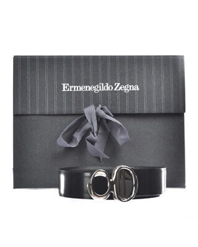 Pre-owned Zegna Belt Double Face Leather Italy Man Black Breax1503a Ner Sz.110 Make Offer