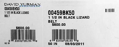 Pre-owned David Yurman Black Teju Lizard Belt 1,5" Wide Size 50 Made In Usa Brand