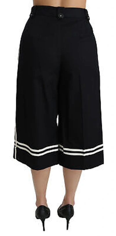 Pre-owned Dolce & Gabbana Pants Black Lemon Embellished Palazzo Cropped It40/ Us6 /s $2100