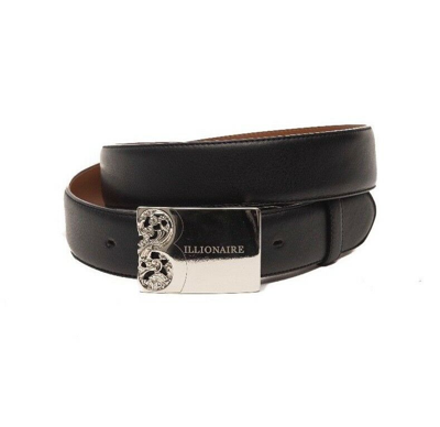 Pre-owned Billionaire Couture Men's Classic Black Belt 100% Leather Size: Uni