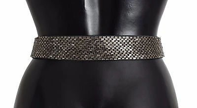Pre-owned Dolce & Gabbana Waist Belt Wide Crystal Buckle Sequined 65 / S / 26in Rrp $4100 In Gray