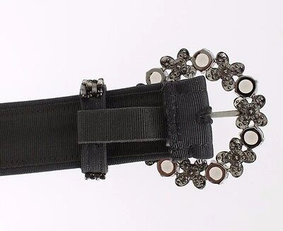 Pre-owned Dolce & Gabbana Waist Belt Wide Crystal Buckle Sequined 65 / S / 26in Rrp $4100 In Gray