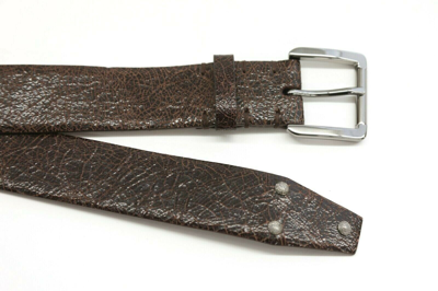 Pre-owned Brunello Cucinelli $1095  Womens Marble Finish Leather Studded Belt Sz M A191 In Brown