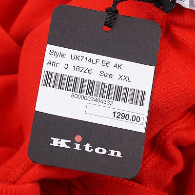 Pre-owned Kiton Napoli Red Soft Jersey Cotton Sweatpants Eu56/xxl (36-38) Jogger Pants