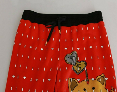 Pre-owned Dolce & Gabbana Pants Red Piggy Bank Cotton Crystal Trousers It44 /w30 /xs $8000