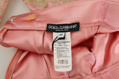 Pre-owned Dolce & Gabbana Pants Pink Lace Trimmed Silk Satin Wide Legs It42/us8/m $2300