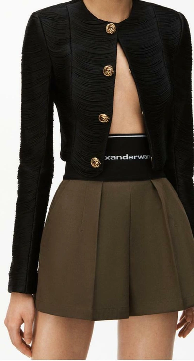 Pre-owned Alexander Wang Alexanderwang Women's Safari Short In Cotton Tailoring Dark Brown Sz 6 Dm4